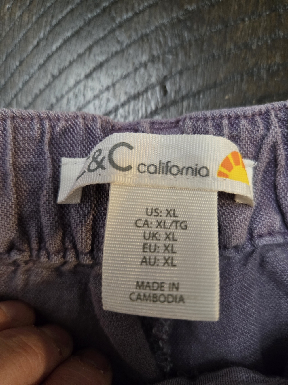C&C California Lavender Linen Pants With Braided Belt Sz XL - Picture 4 of 5
